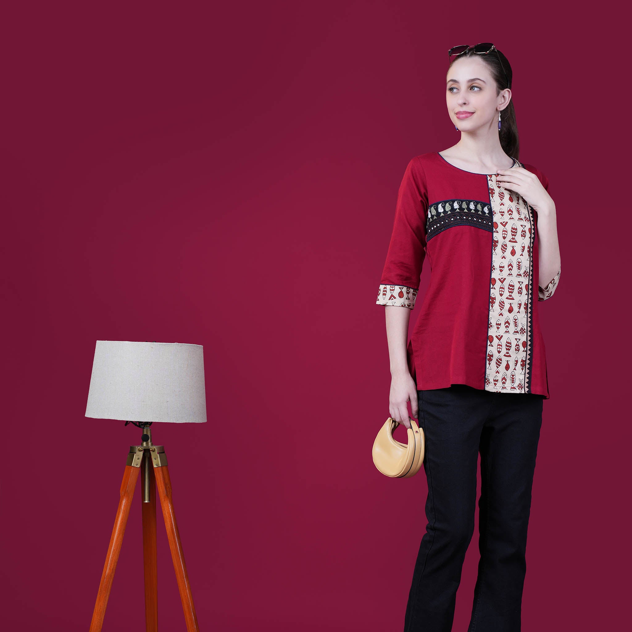 Kantha Work Cotton Designer Tunic With Dabu Patchwork