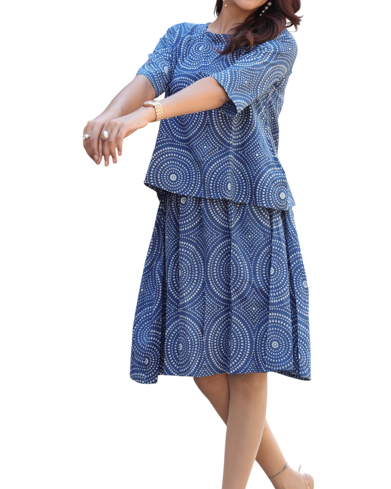 Buy Indigo Cotton Skirt And Top Co-Ord Set – Tvahra