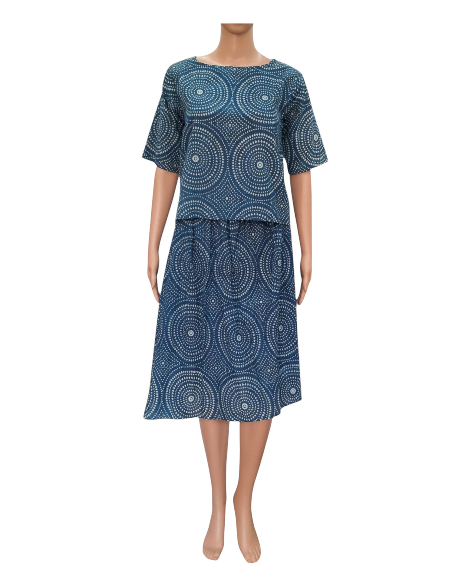 Buy Indigo Cotton Skirt And Top Co-Ord Set – Tvahra