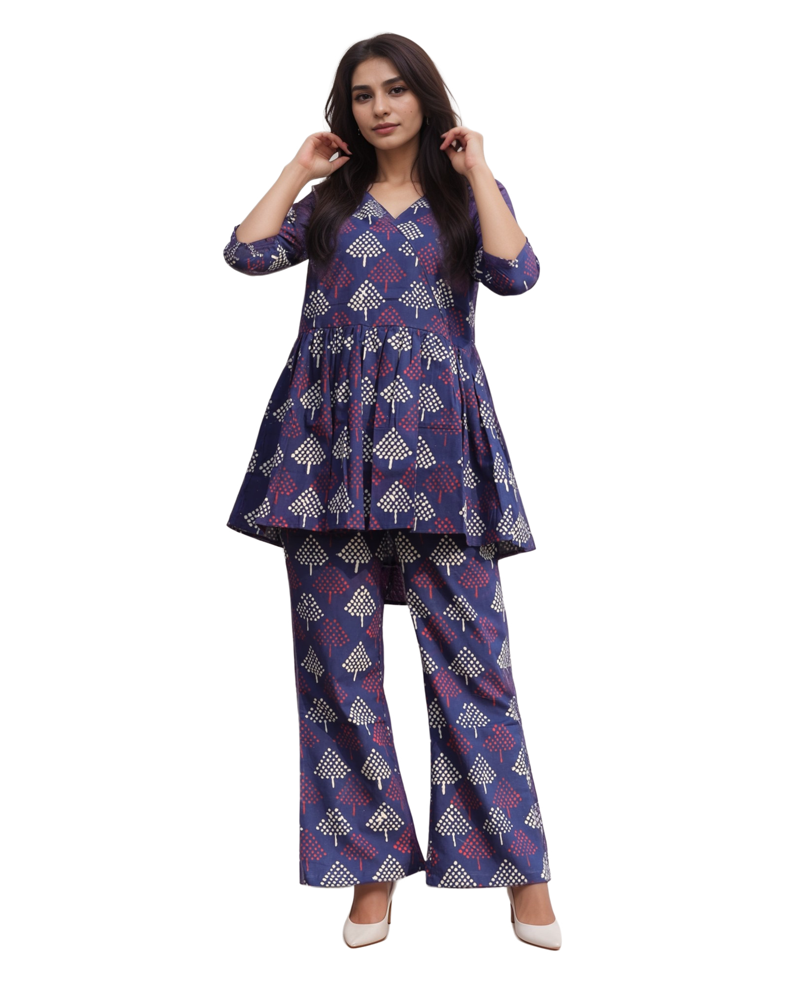 Buy Dabu Print Peplum Cotton Co-Ord Set – Tvahra