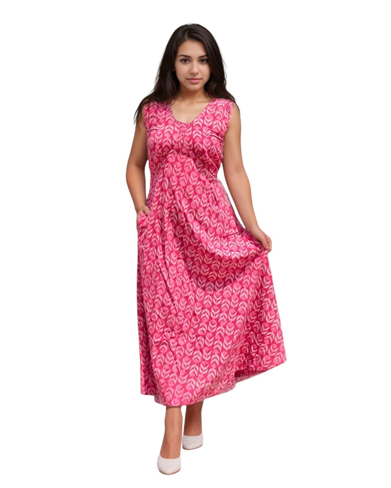 Buy One Piece Shouler Tie Cotton Long Dress – Tvahra