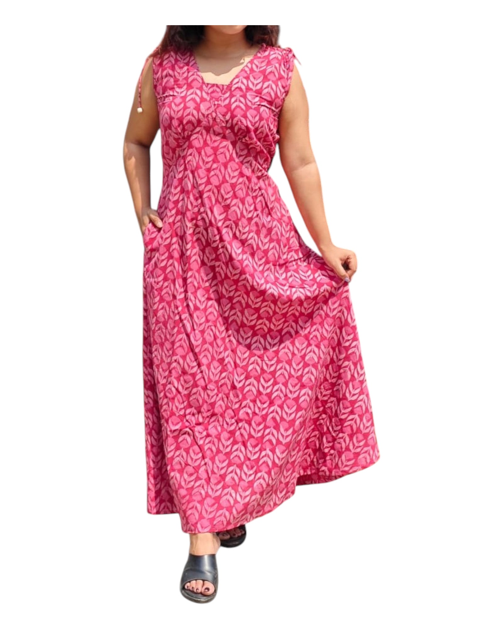 Buy One Piece Shouler Tie Cotton Long Dress – Tvahra