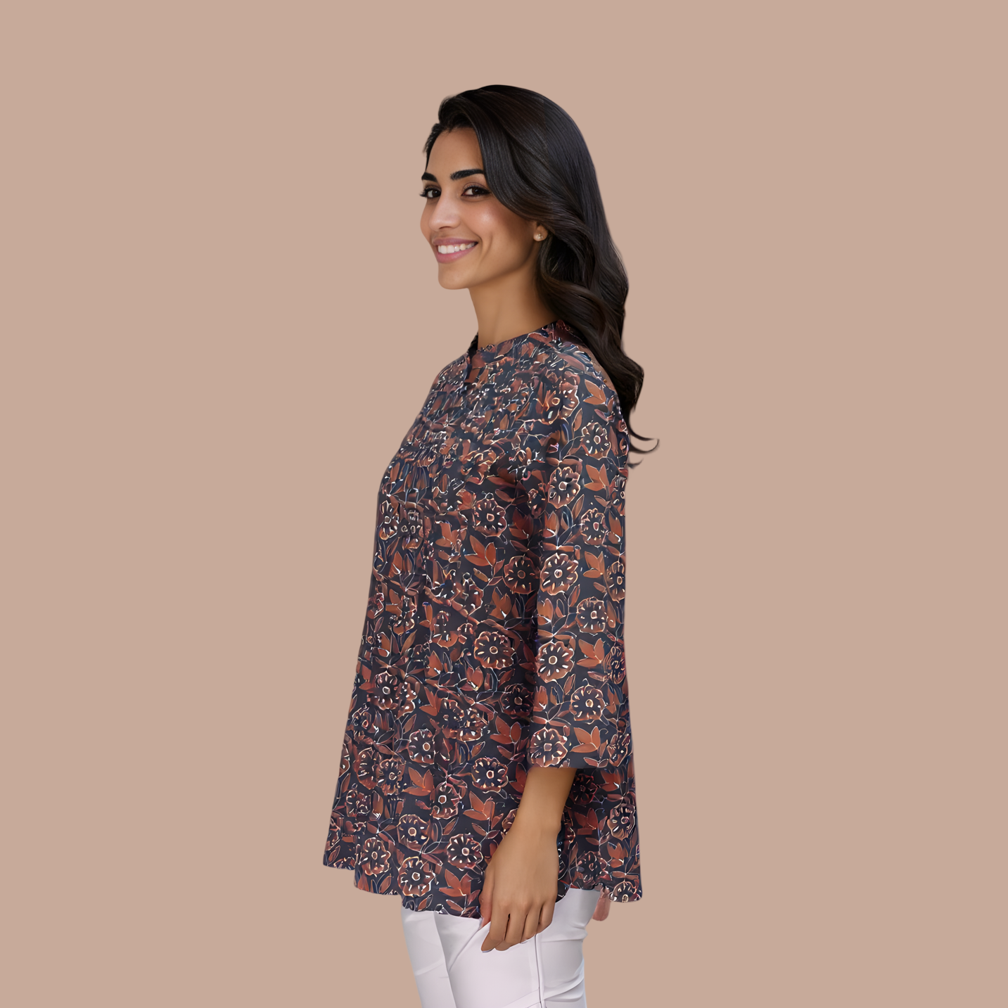 Floral Printed A-Line Cotton Tunic