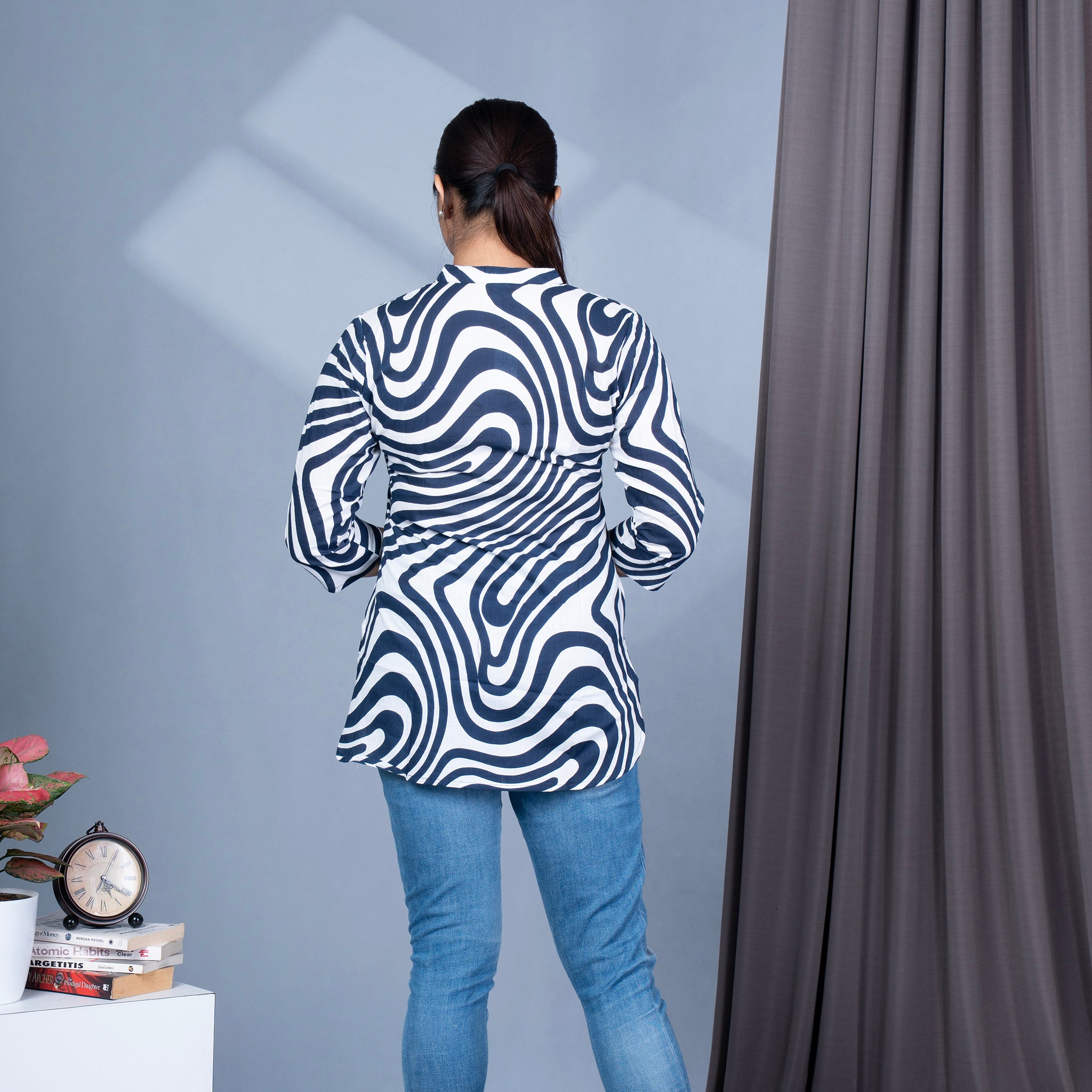 Zebra Printed Short Cotton Tunic