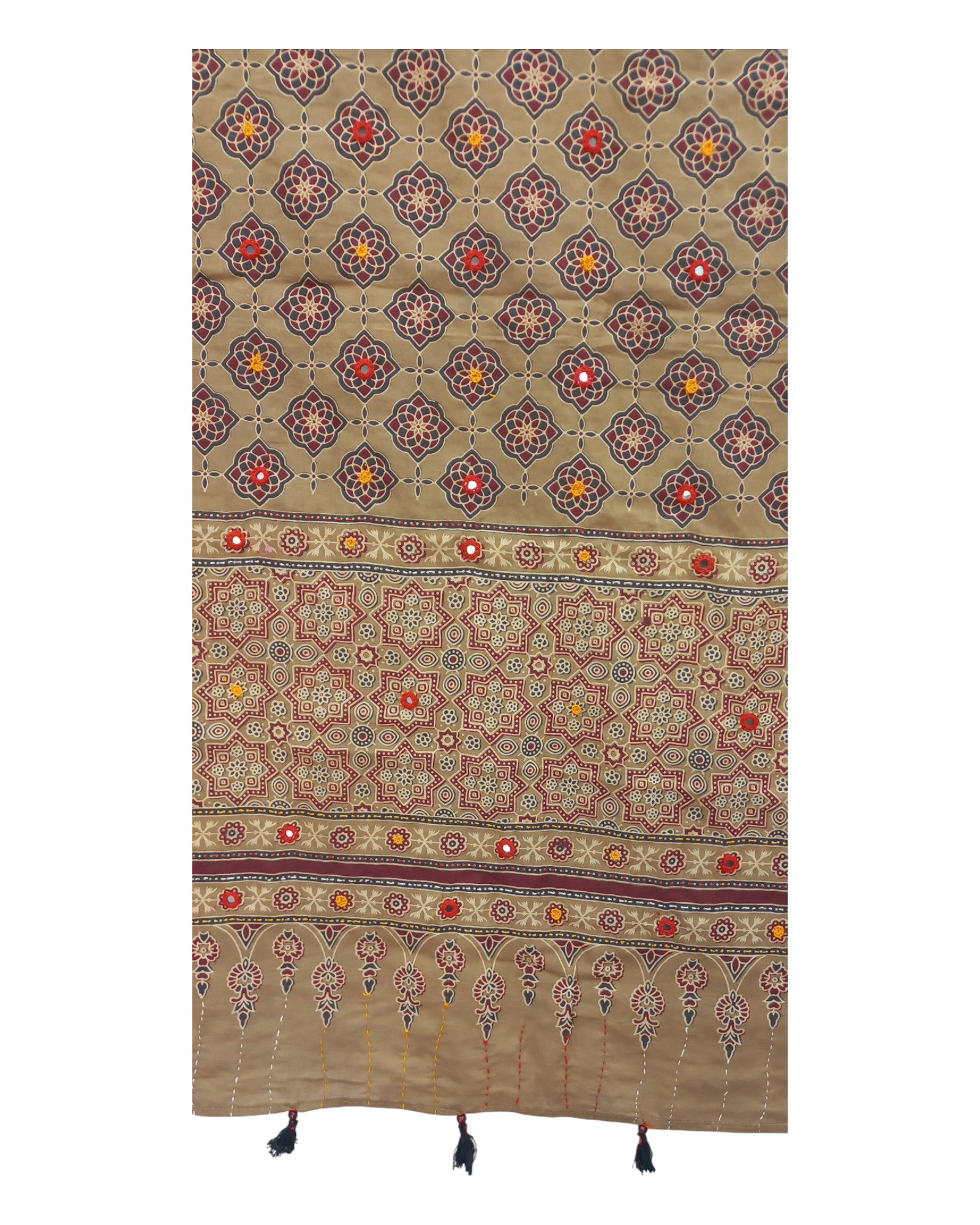 Buy Ajrakh Print Cotton Dupatta in yellow – Tvahra