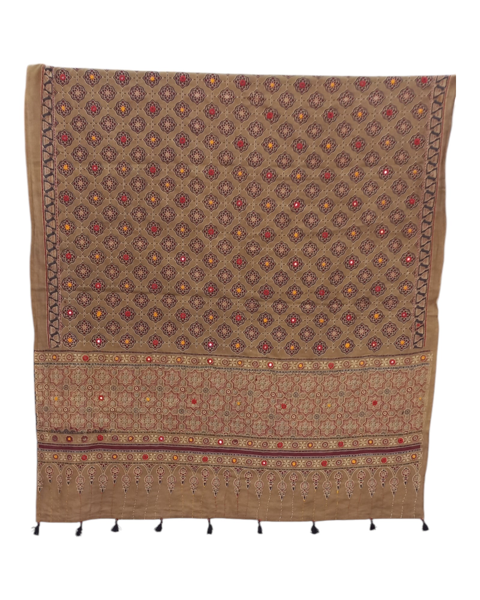 Buy Ajrakh Print Cotton Dupatta in brown – Tvahra