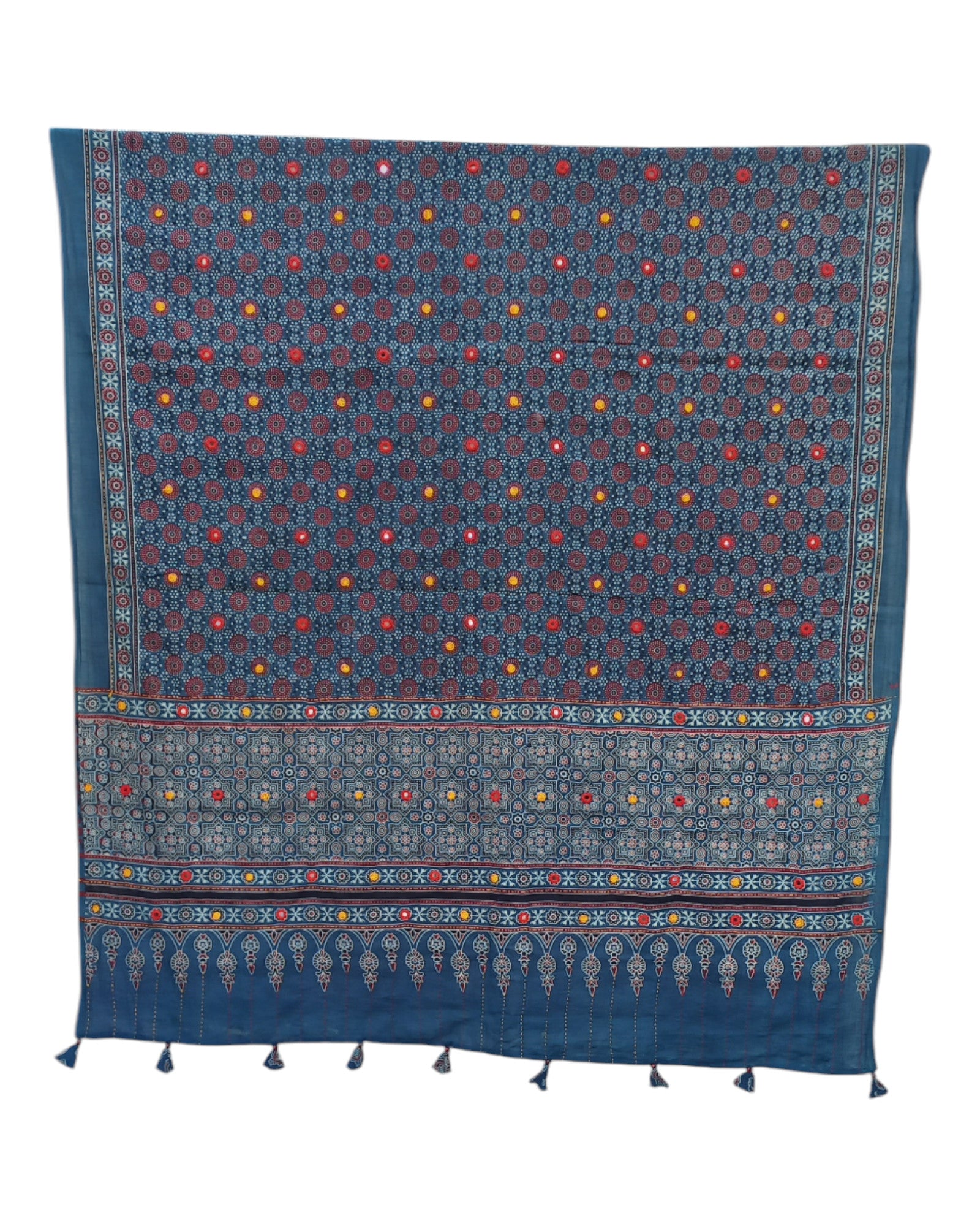 Buy Ajrakh Print Cotton Dupatta in blue – Tvahra