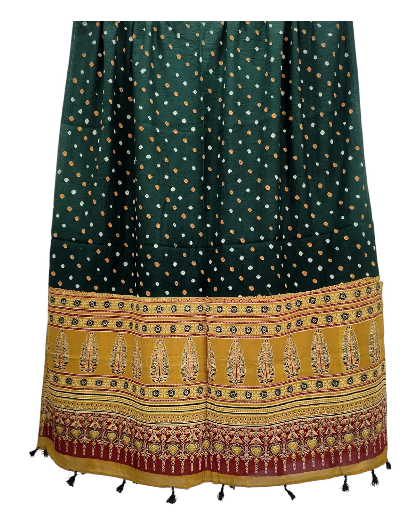 Buy Bandhini Cotton Dupatta With Ajrakh Border in bottle – Tvahra