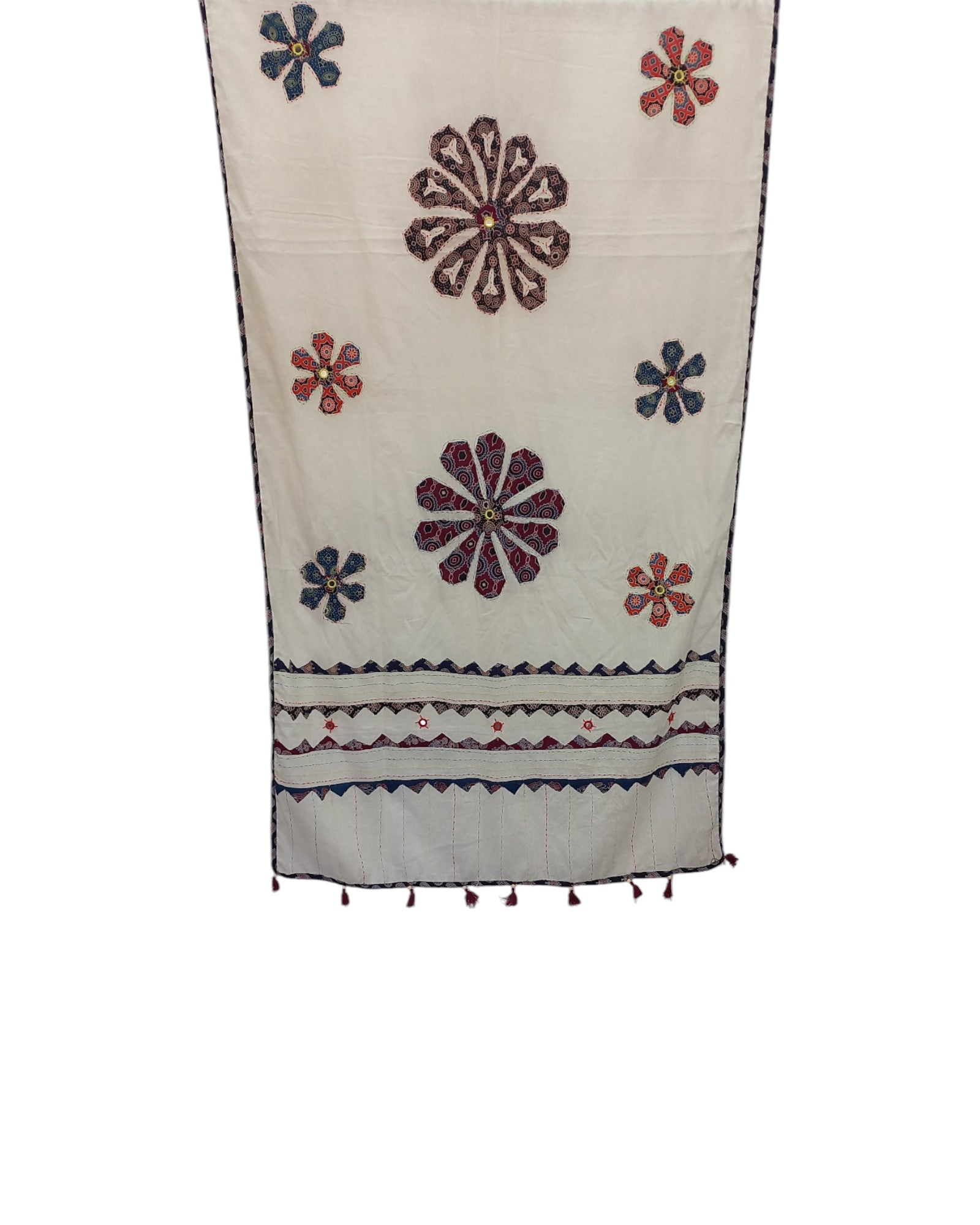 Buy Ajrakh Applique Work Cotton Dupatta – Tvahra