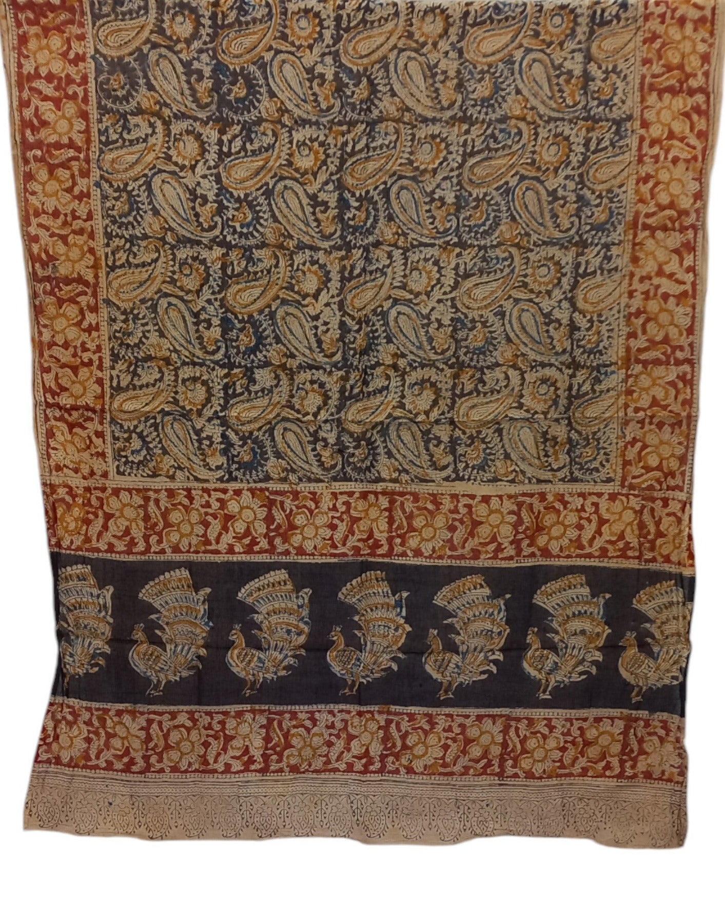 Buy Kalamkari Cotton Dupatta in black – Tvahra