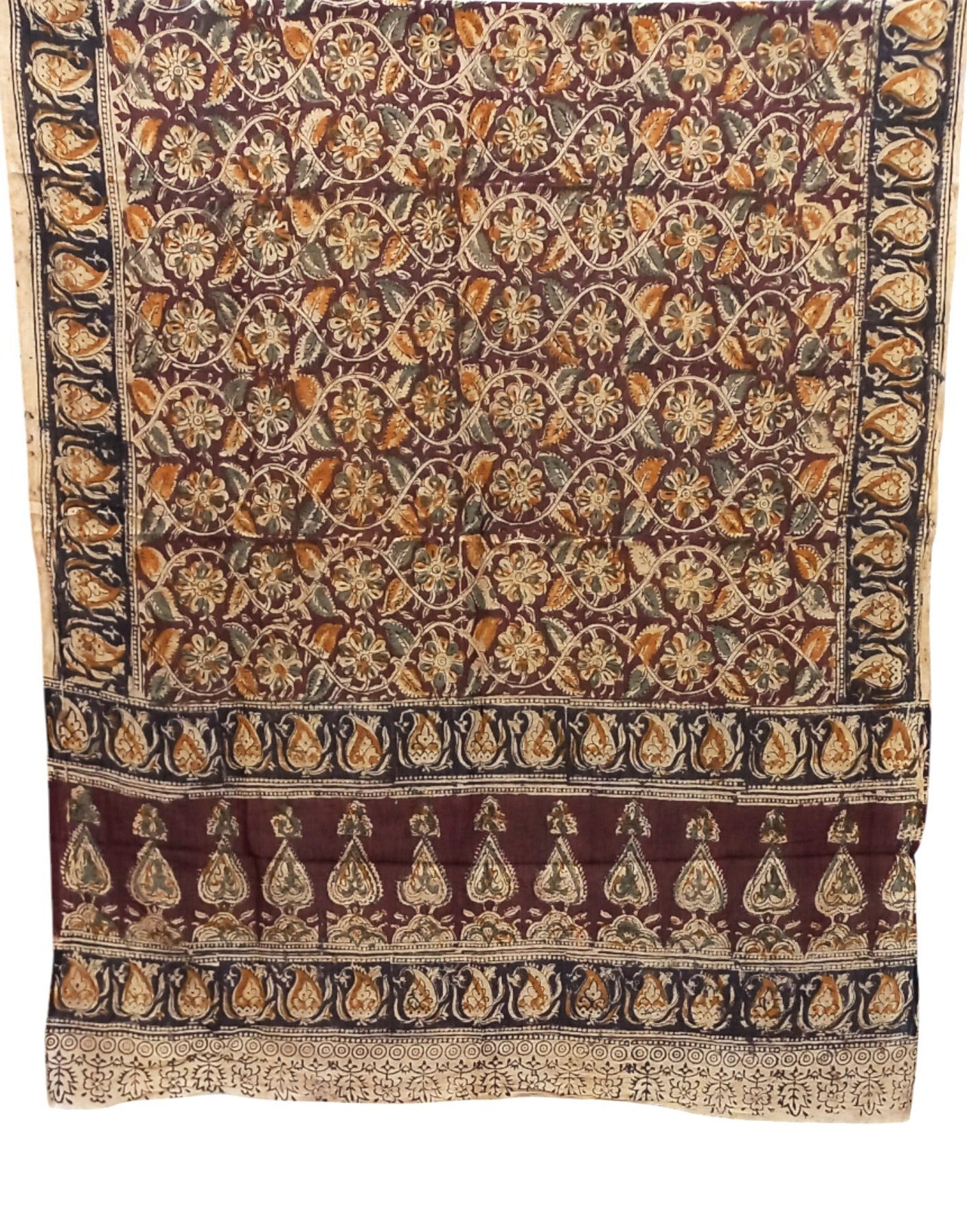 Buy Kalamkari Cotton Dupatta in maroon – Tvahra