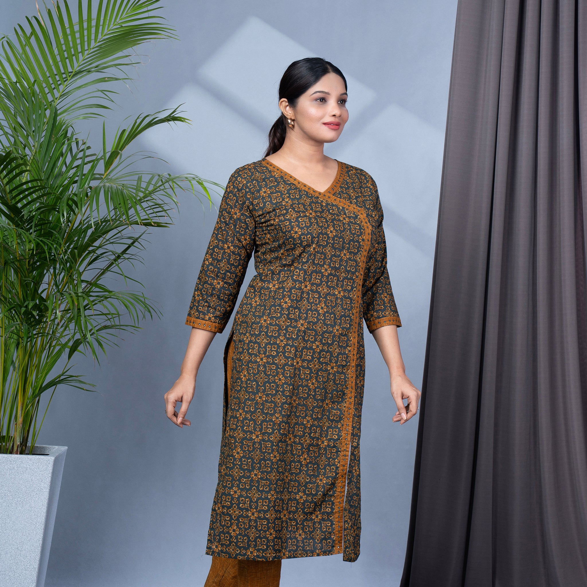 Patola Print Cotton Kurta Pant Dupatta Set