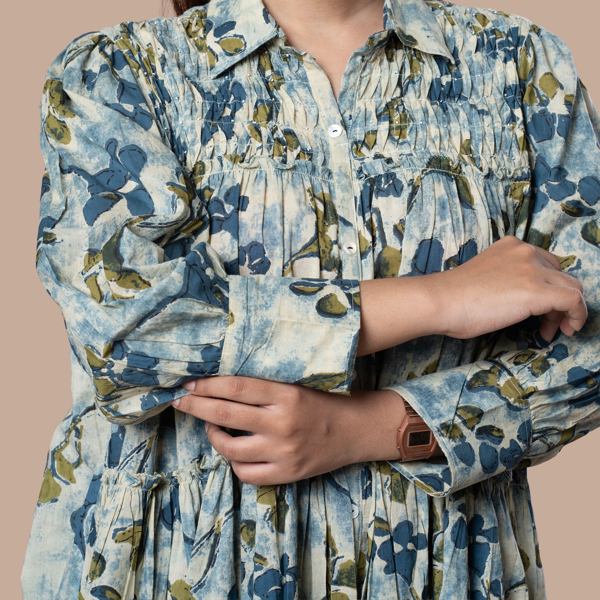 Abstract Print Cotton Boho Tunic Dress