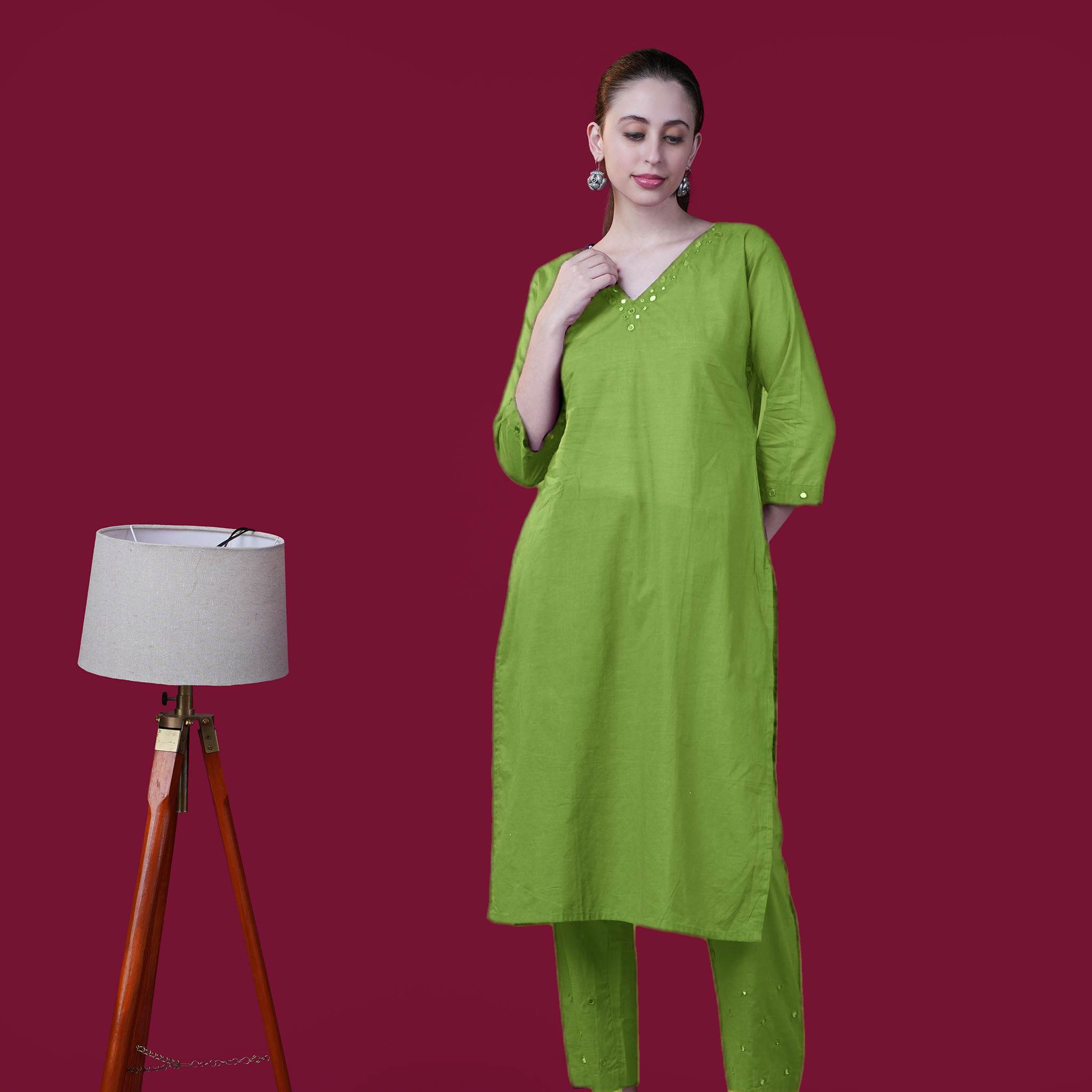 Buy Mirror Work Minimal Kurta Pant Set