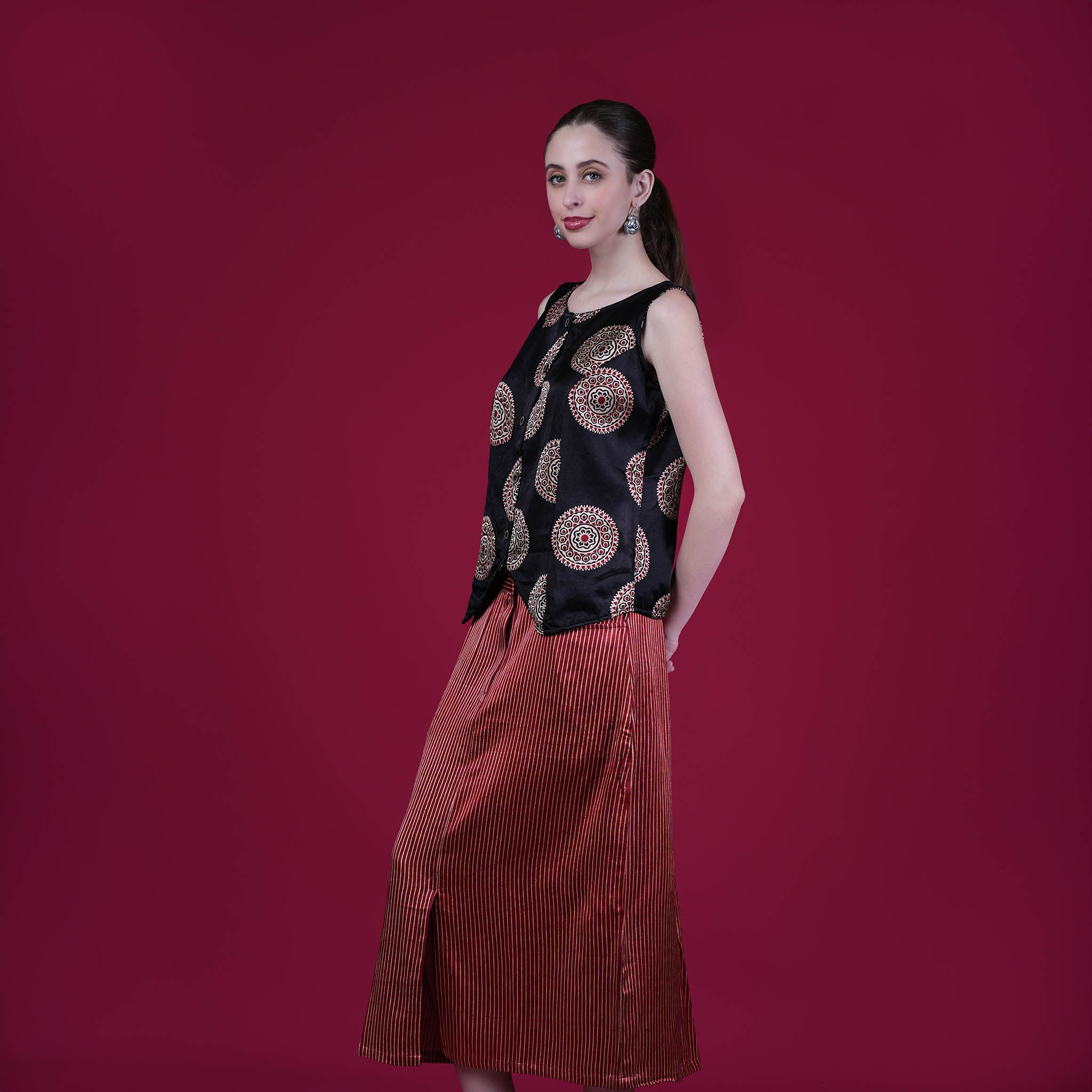 mashru silk dress Women's Halterneck Red Mashru Silk Dress