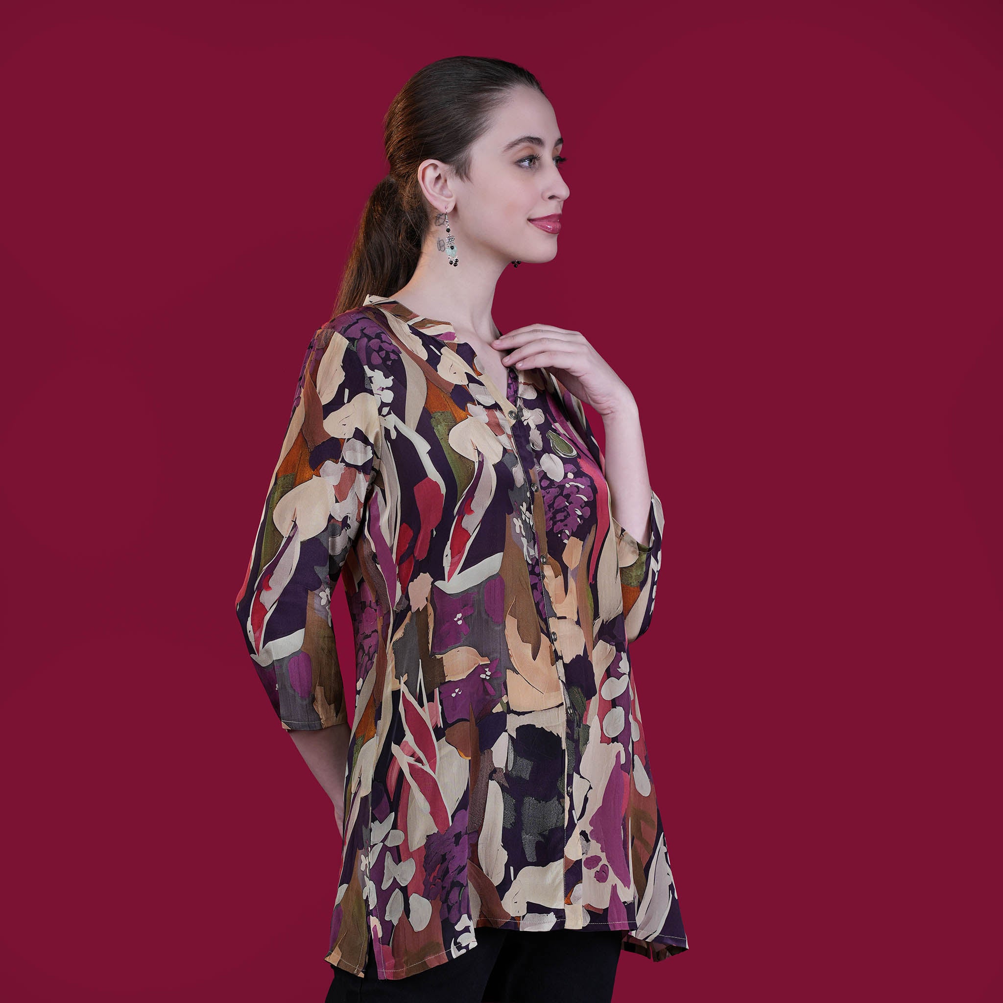 Digital Natural Crepe Silk Tunic