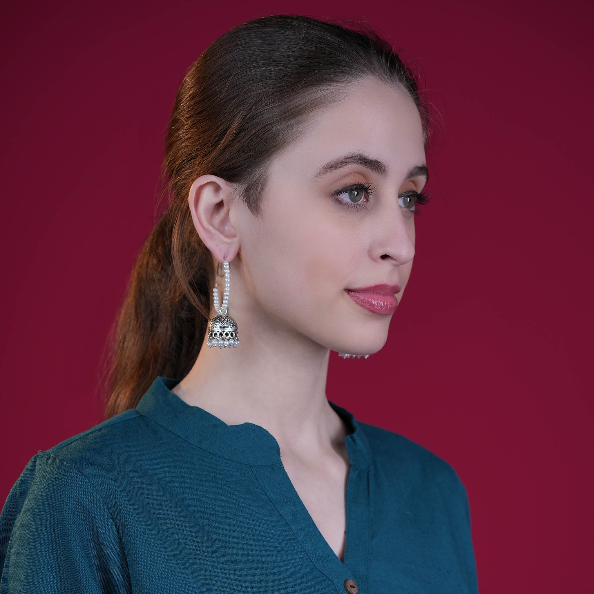 Ethnic Oxidised German Silver Earring