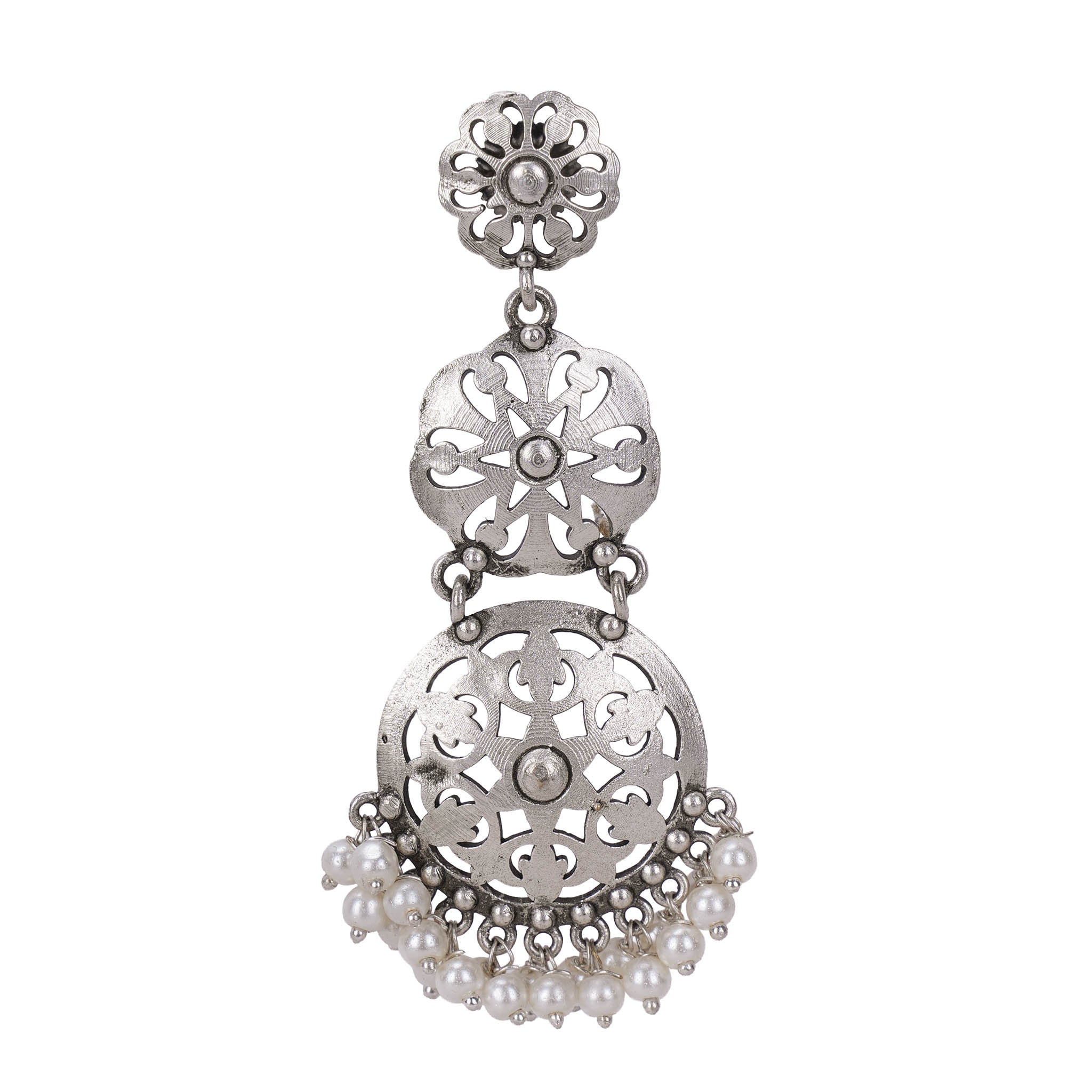 Ethnic Silver Look Alike Dangler Earring
