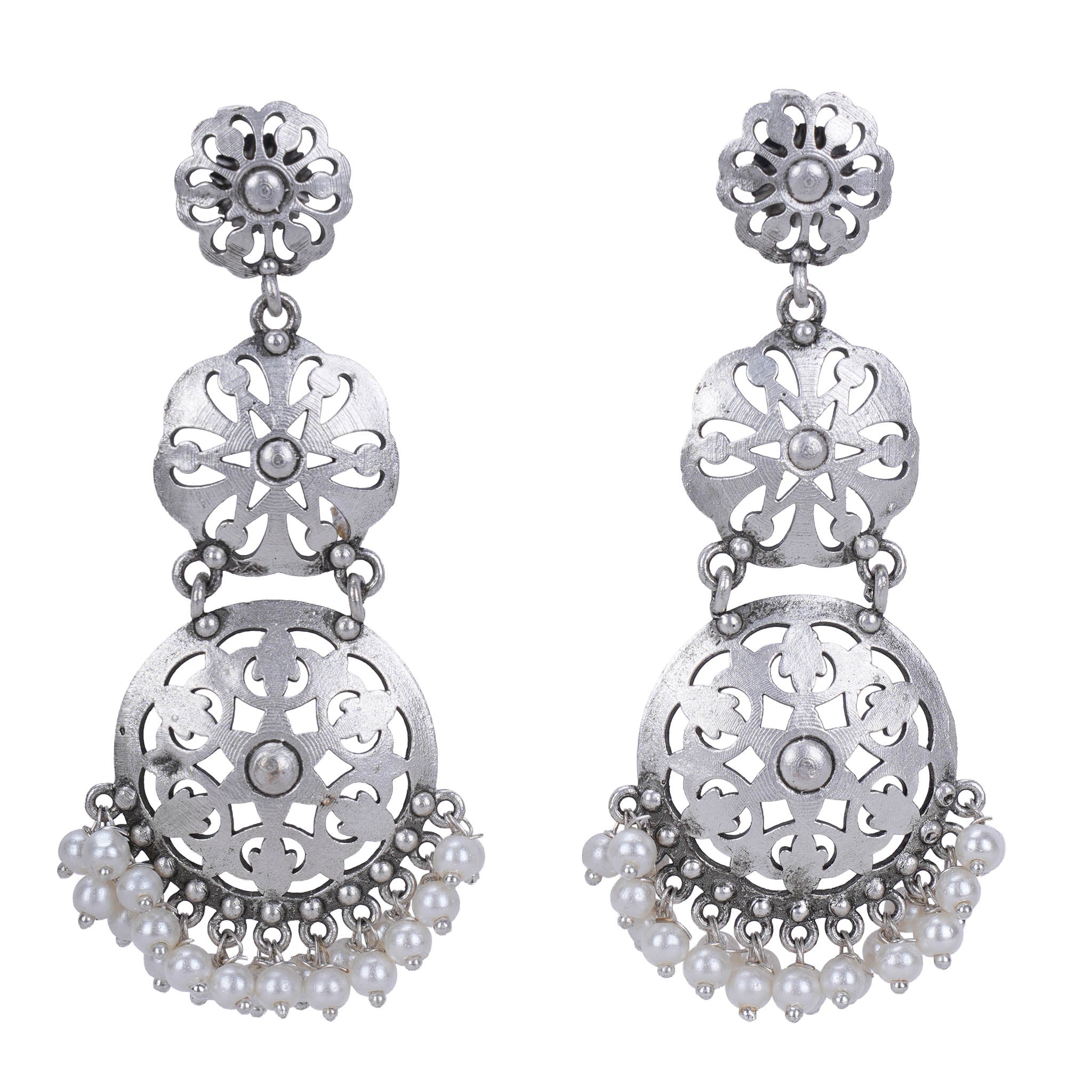 Ethnic Silver Look Alike Dangler Earring