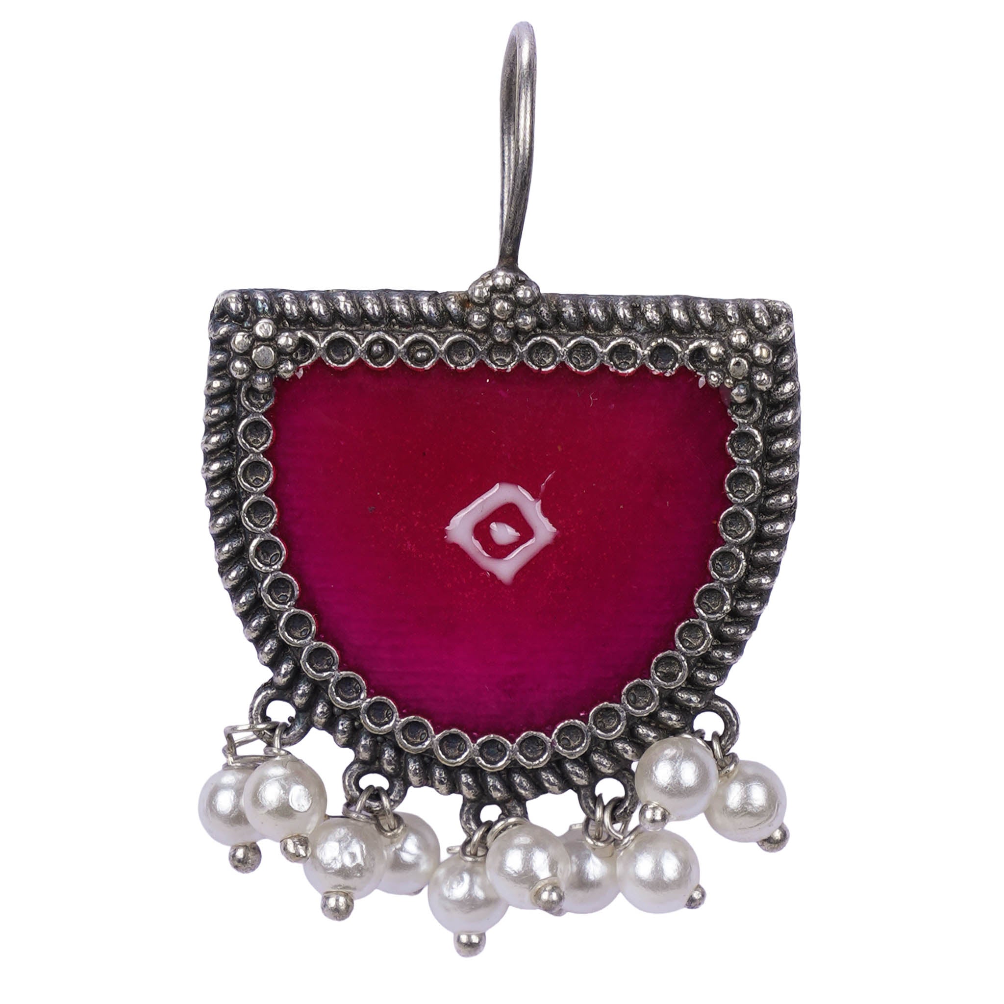 Meenakari Silver Look Alike Dangler Earring