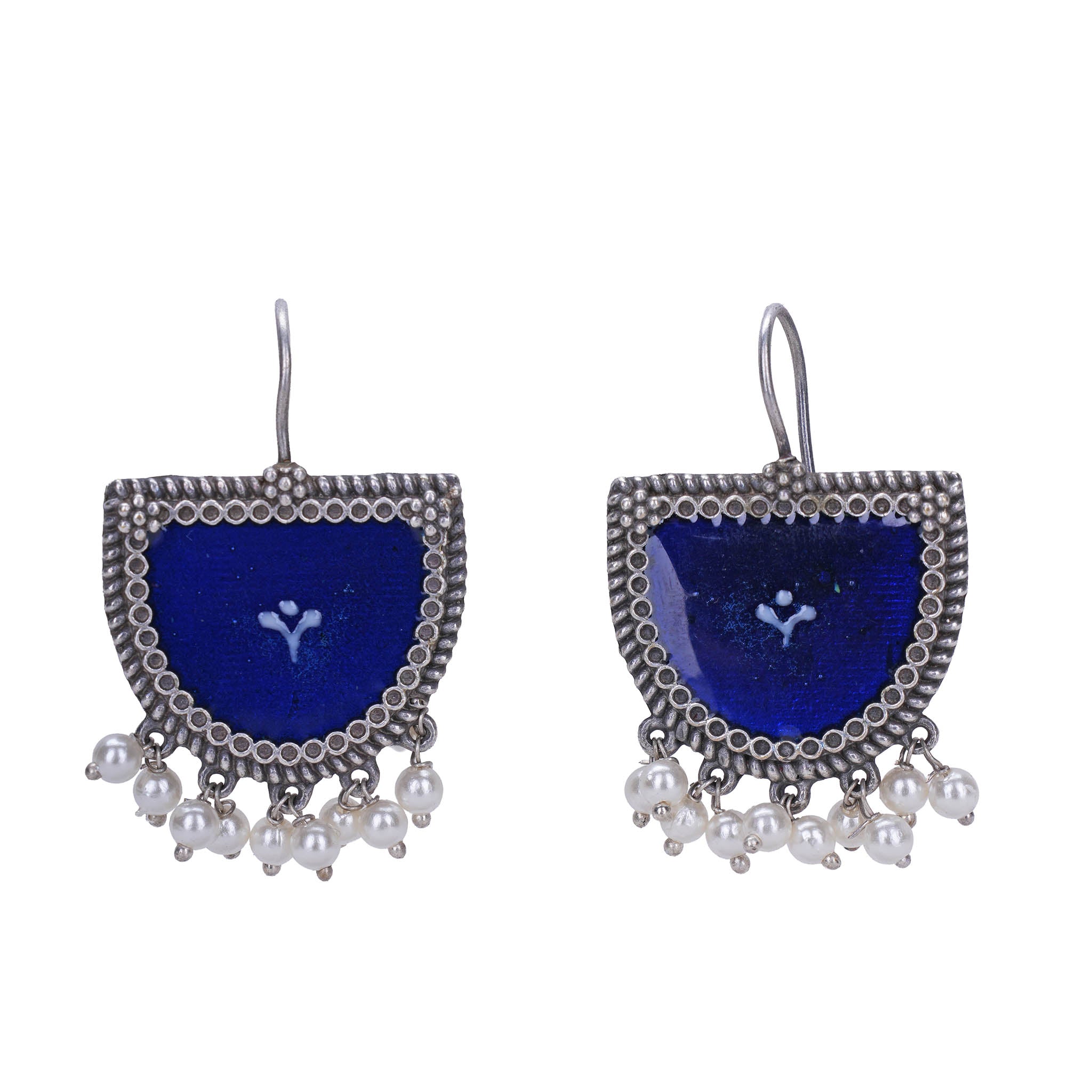 Meenakari Silver Look Alike Dangler Earring