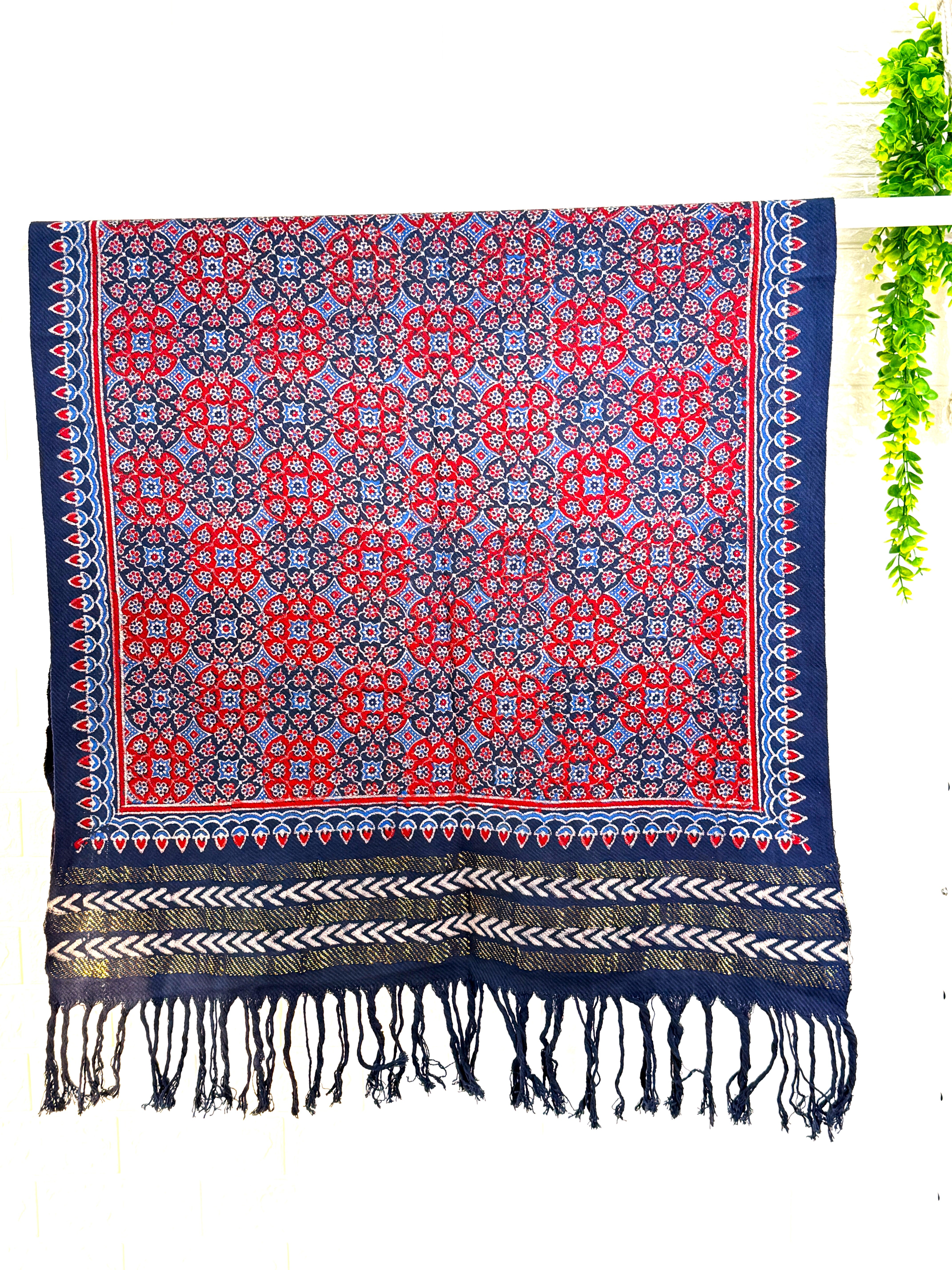 Ajrakh Handloom Cotton Stole - Red