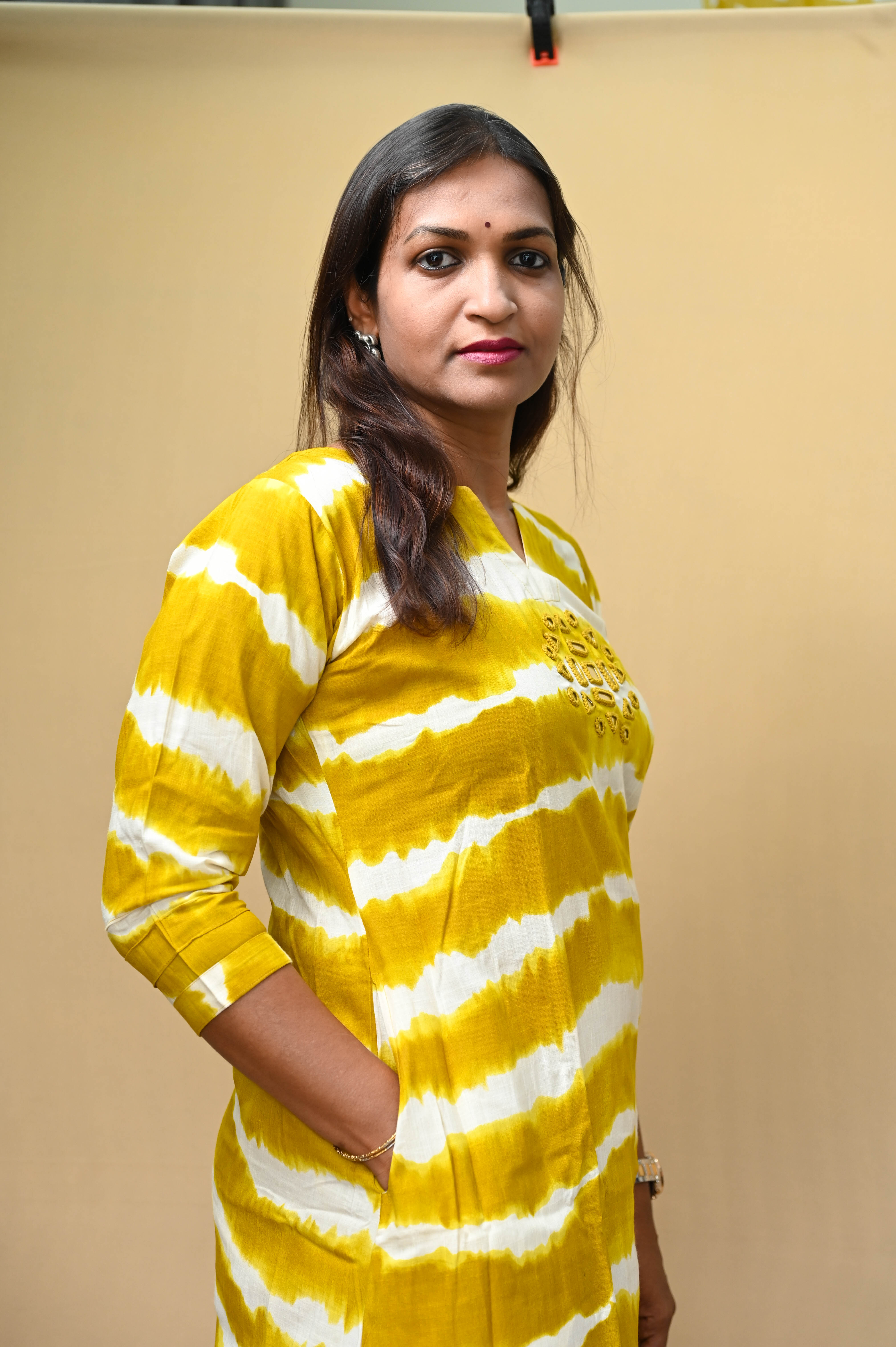 Yellow Cotton Tie-Dye Mirror Work A-Line Kurta Pant Set