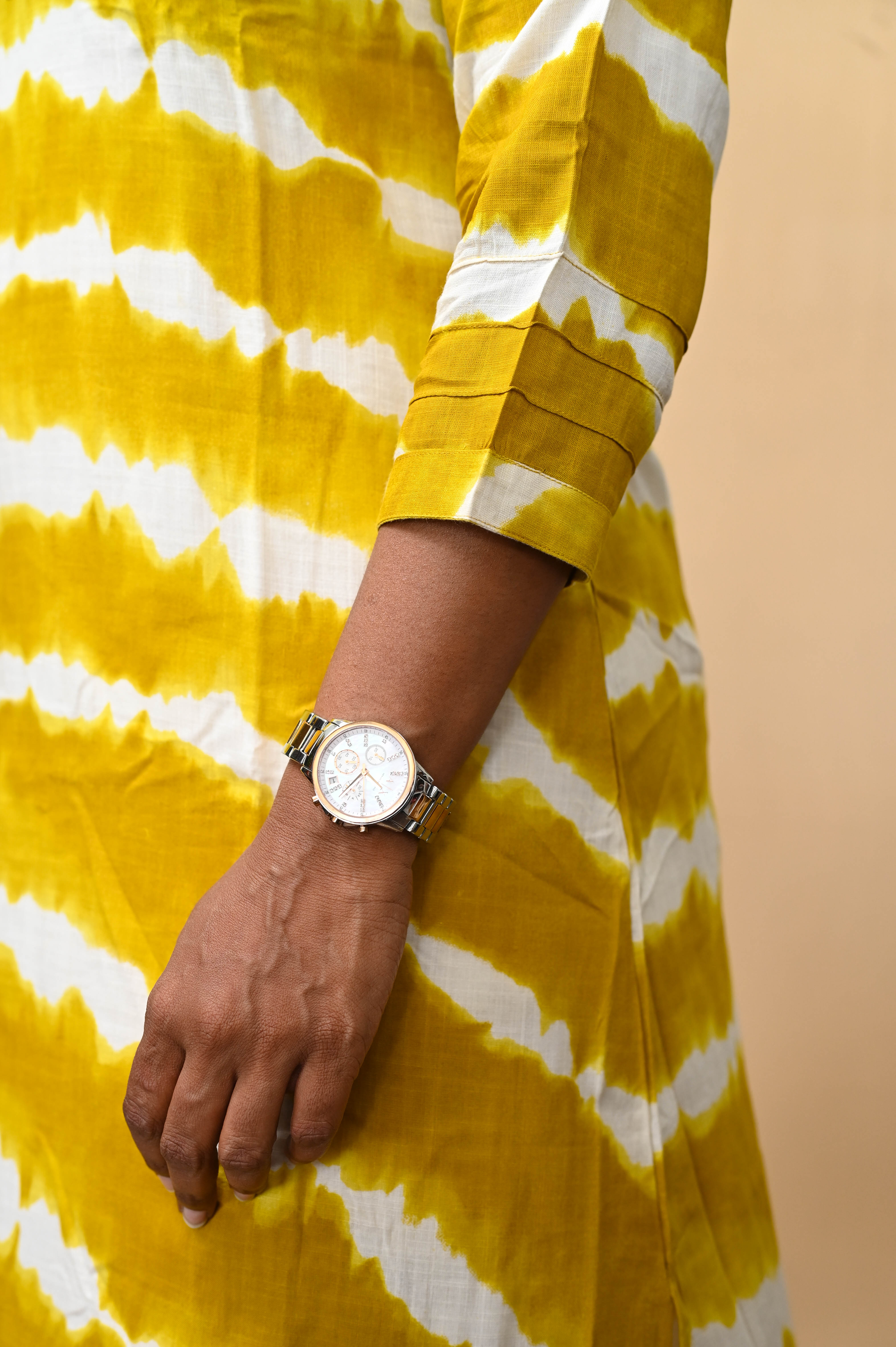 Yellow Cotton Tie-Dye Mirror Work A-Line Kurta Pant Set