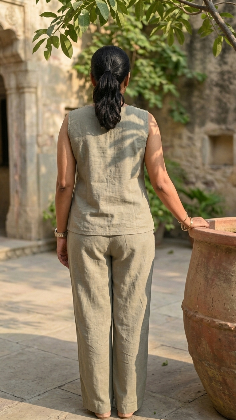 Solid Beige Cotton Co-Ord Set