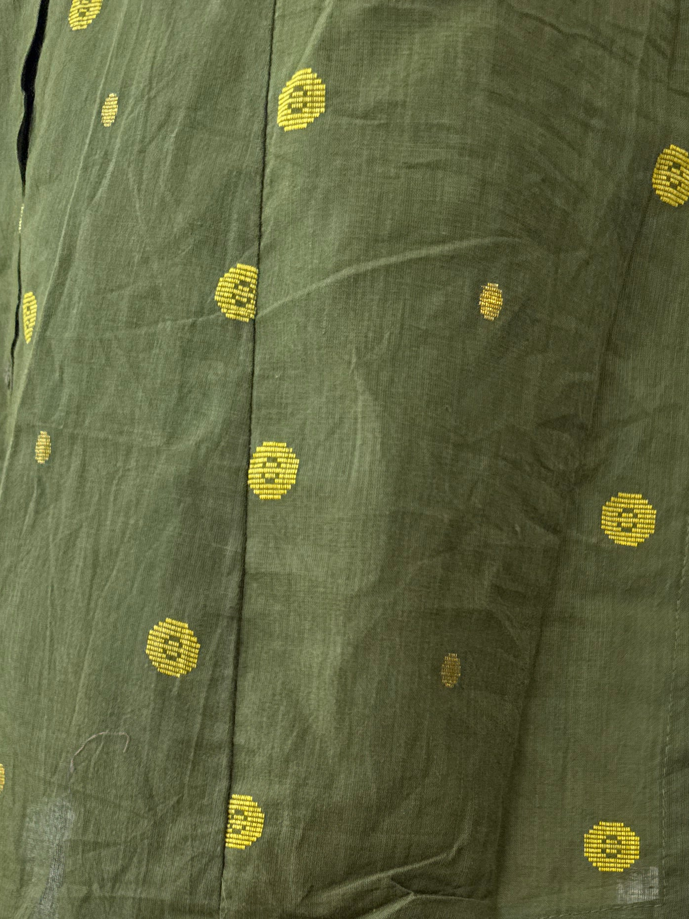 Olive Office Wear Cotton Kurta Pant Set With Mandarin Collar