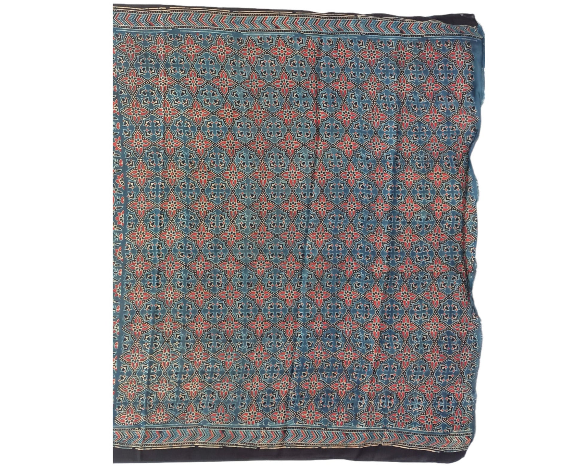 Buy Ajrakh Print Natural Dye Modal Silk Saree – Tvahra
