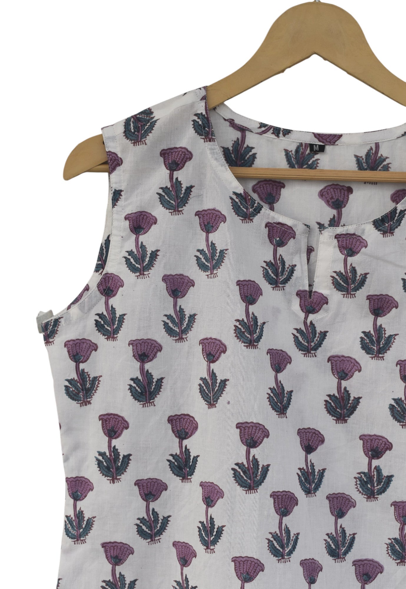 Buy Sleeveless Hand Block Printed Tunic in red – Tvahra