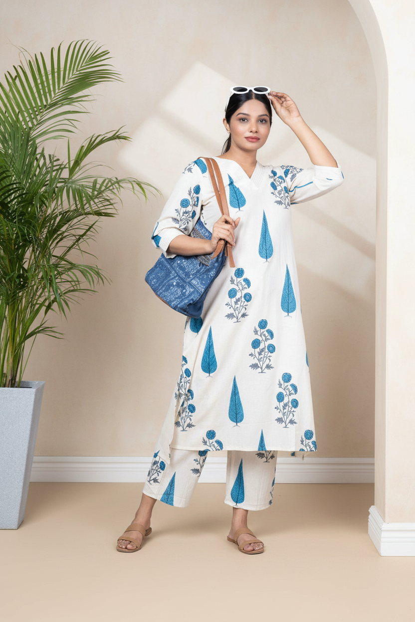 Cotton A-Line Kurta Palazzo - Editorial