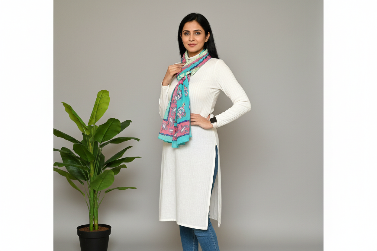 White & Blue Stole Lifestyle