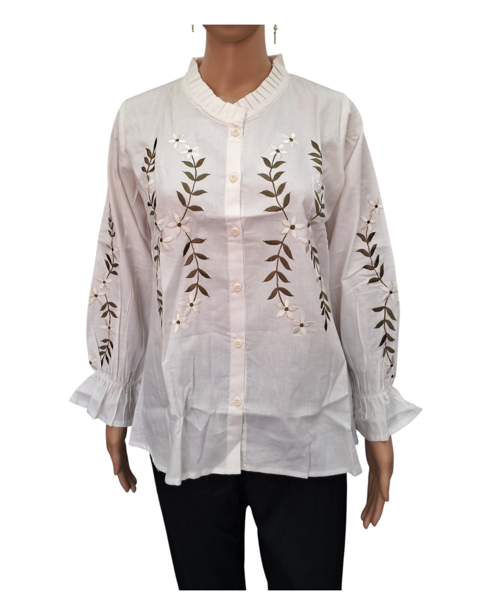 Buy Embroidered Cotton Linen Tunic in white – Tvahra