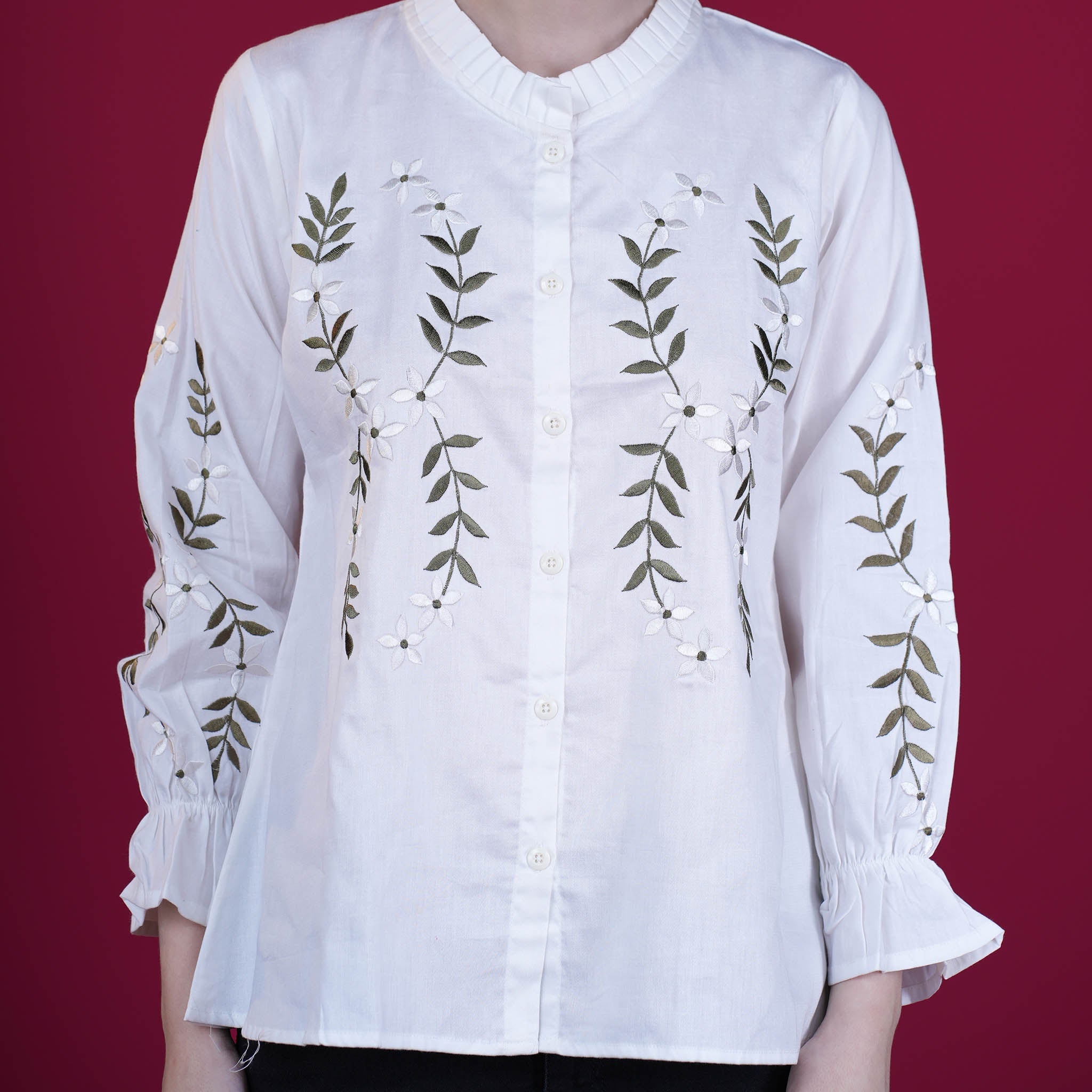 Embroidered Cotton Linen Tunic - White
