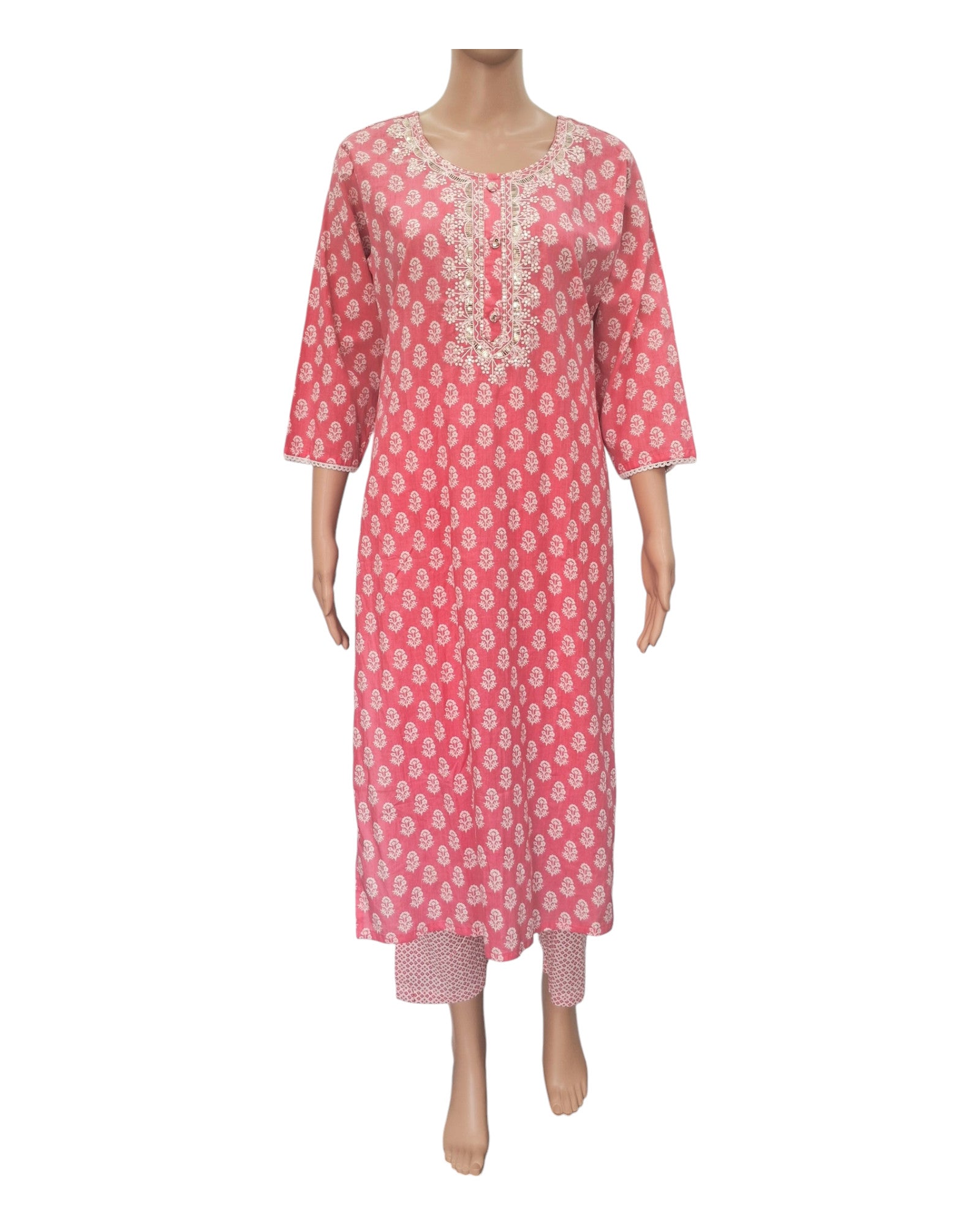 Buy Mul Cotton Kurta Pant Set With Embroidery And Sequins – Tvahra