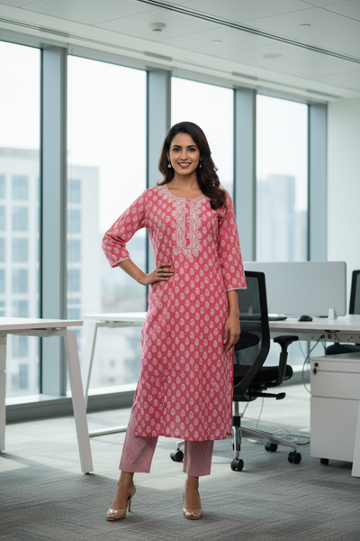 Mul Cotton Kurta Pant Set With Embroidery And Sequins