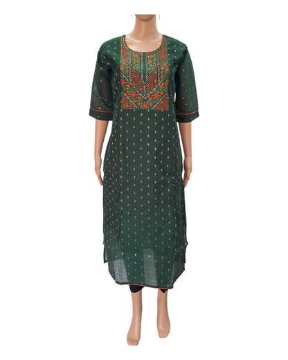 Buy Chanderi Silk Kurta With Embroidery in green – Tvahra
