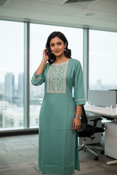 Viscose Silk Kurta With Lace Work And Sequins