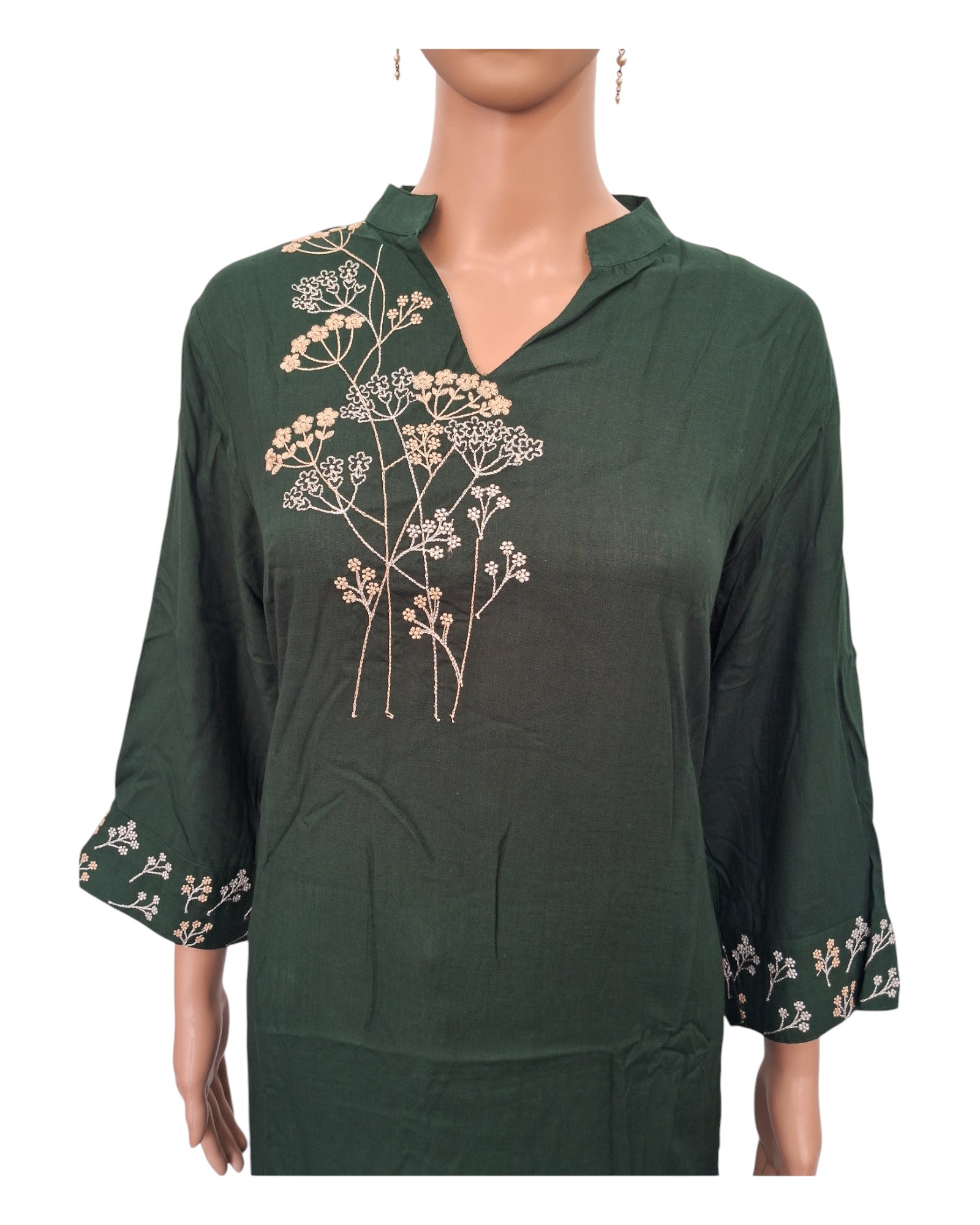 Buy Embroidery Cotton Rayon Kurta in green – Tvahra