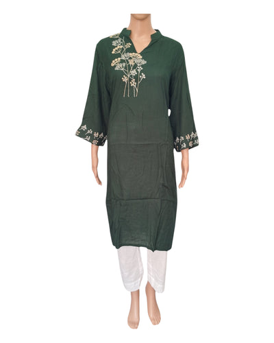 Buy Embroidery Cotton Rayon Kurta in blue – Tvahra