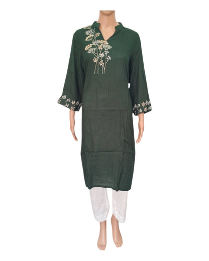 Buy Embroidery Cotton Rayon Kurta in blue – Tvahra