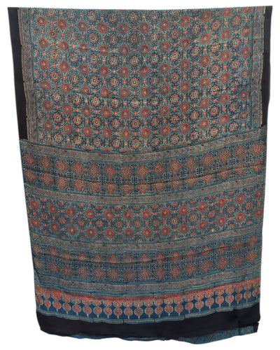 Buy Ajrakh Print Natural Dye Modal Silk Saree – Tvahra