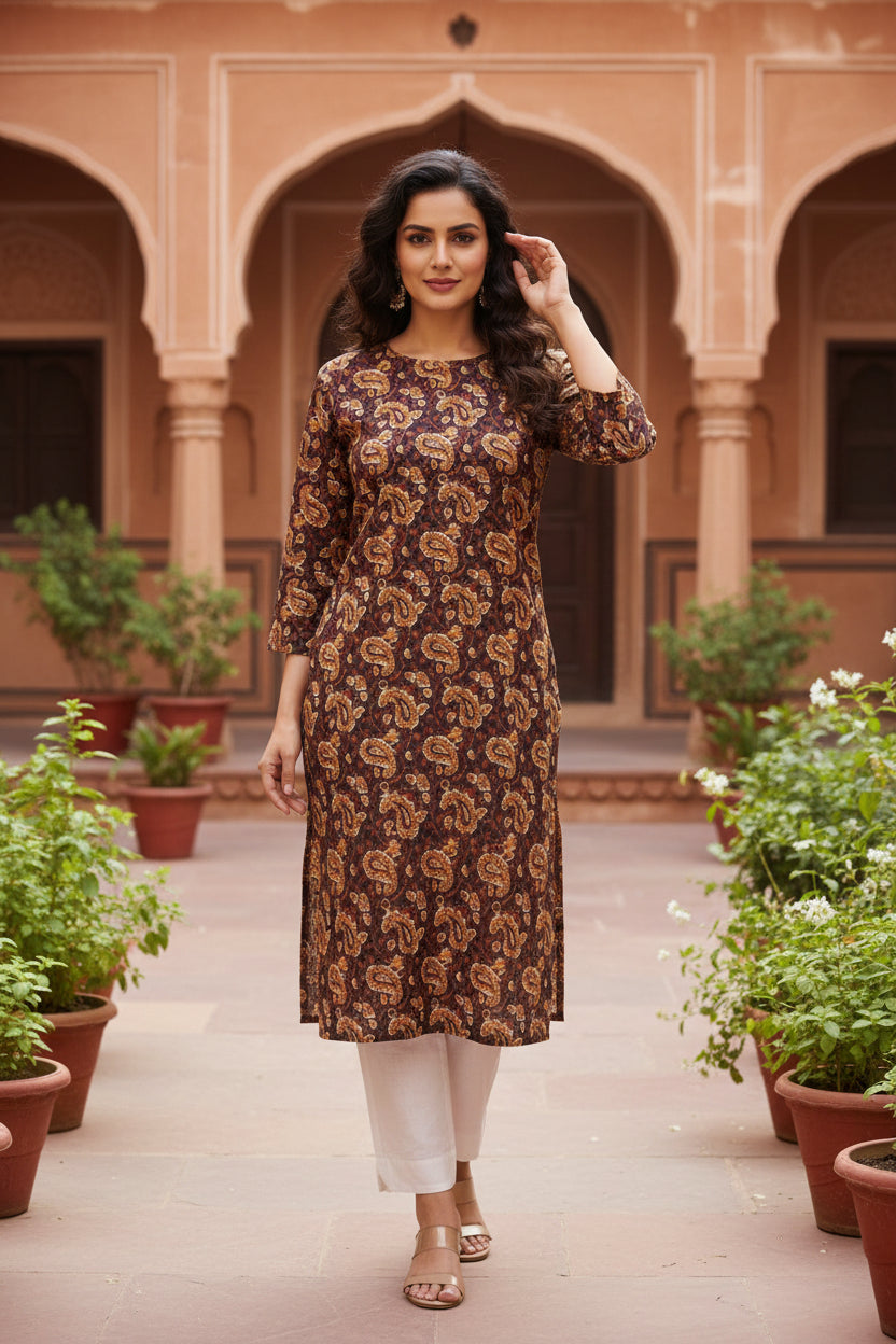 Buy Kalamkari Print Cotton Kurta – Tvahra