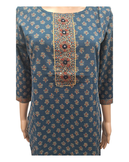 Buy Ajrakh Print Cotton Kurta Pant Dupatta Set – Tvahra