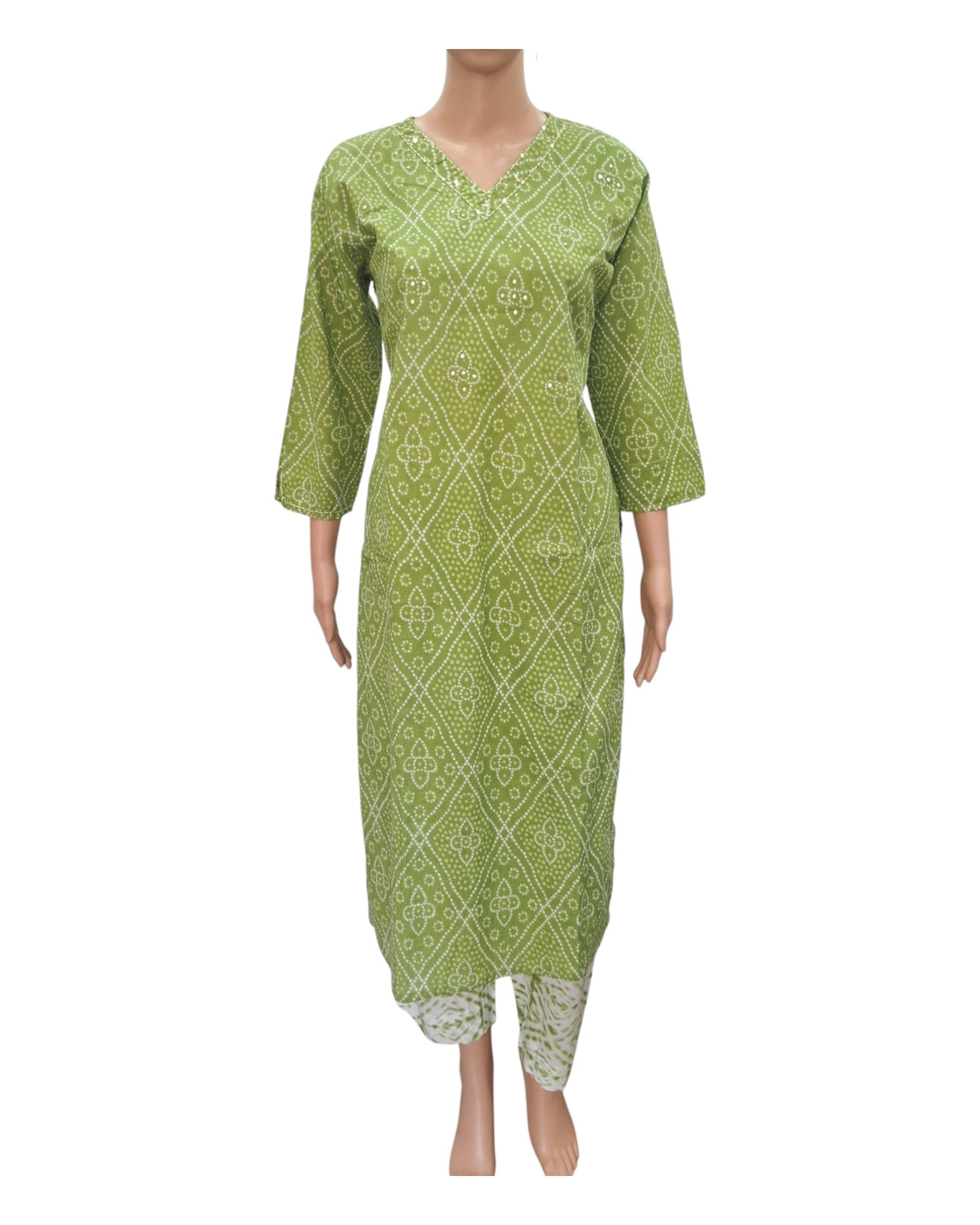 Buy Bandhini Print V Neck Cotton Kurta Pant Set – Tvahra