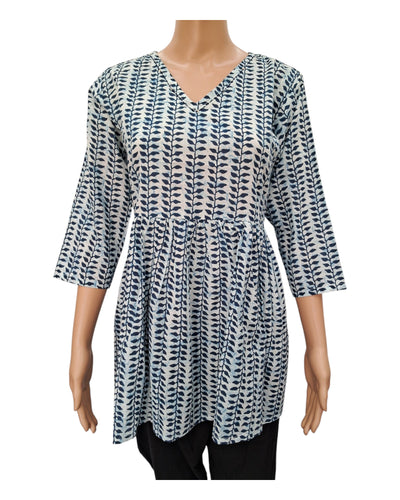 Buy Cotton Peplum Top With V Neck in white – Tvahra