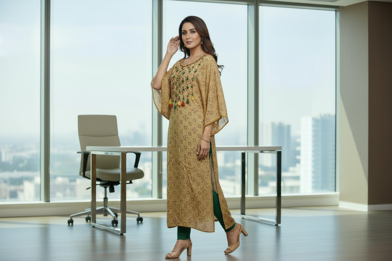 Ajrakh Print Kaftan Cotton Kurta