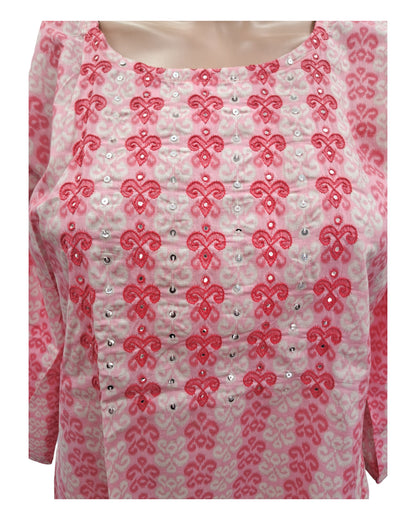 Buy Emroidered Cotton Kurta Pant Set With Sequin And Mirror Work – Tvahra